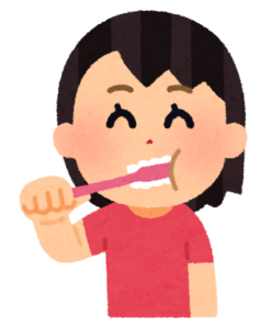 歯磨きをする女性のイラスト